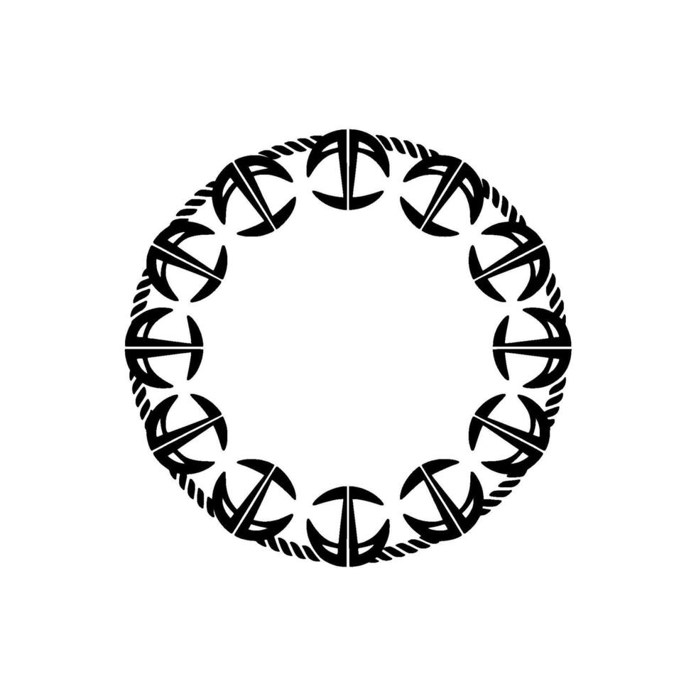 Circular Tribal Motif, Abstract, Minimalist Emblem vector