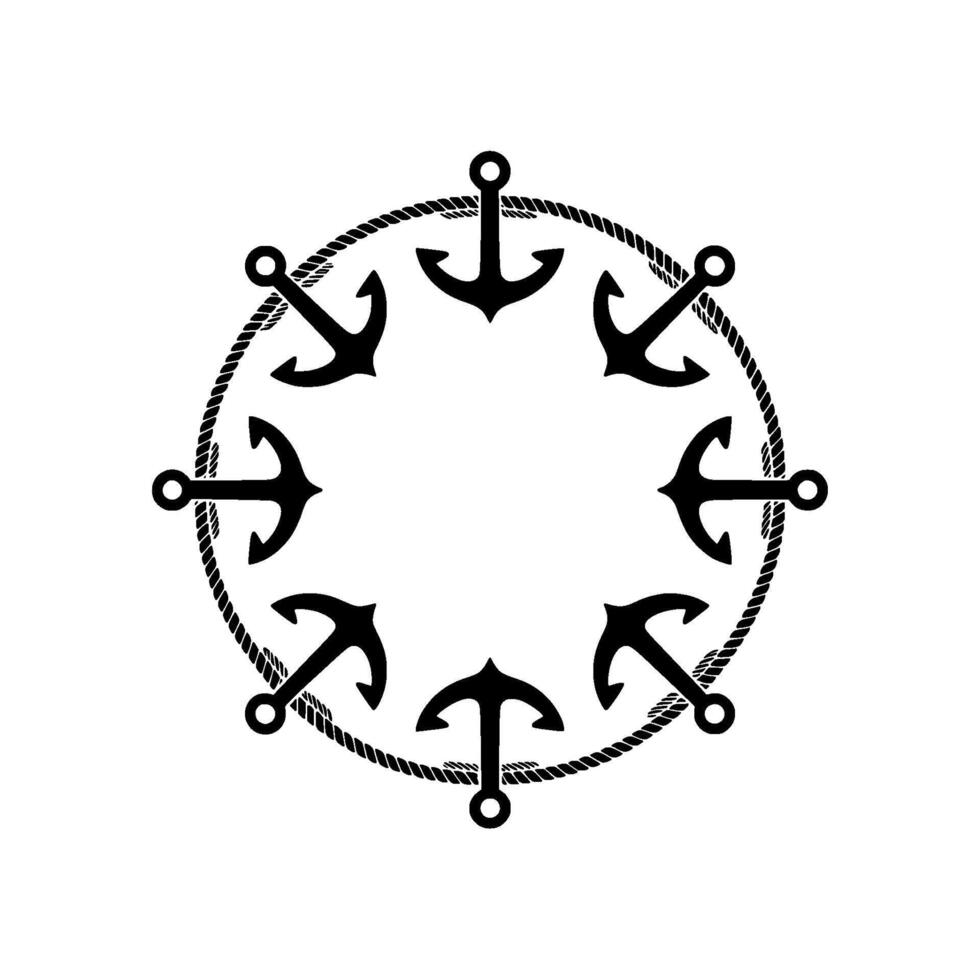 Nautical Anchor Emblem, Circular, Maritime Symbol, Anchors vector