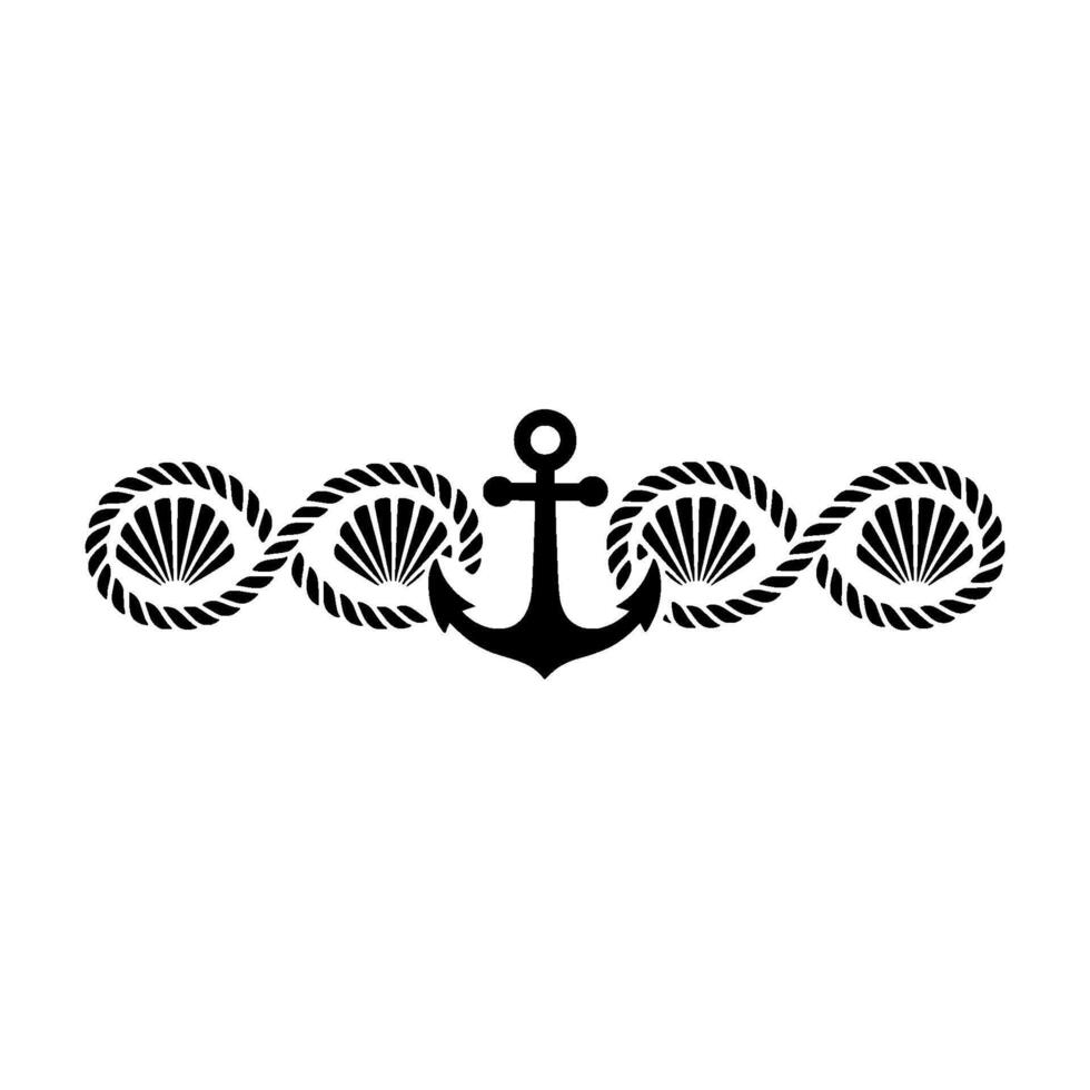 Nautical Charm Anchor, Shells, and Rope Illustration vector