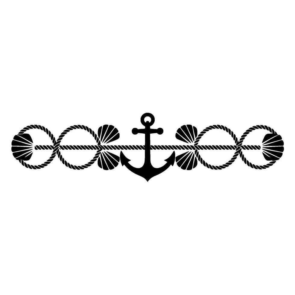 Nautical Anchor Symbol, Rope Sea Motif - Vintage Style vector