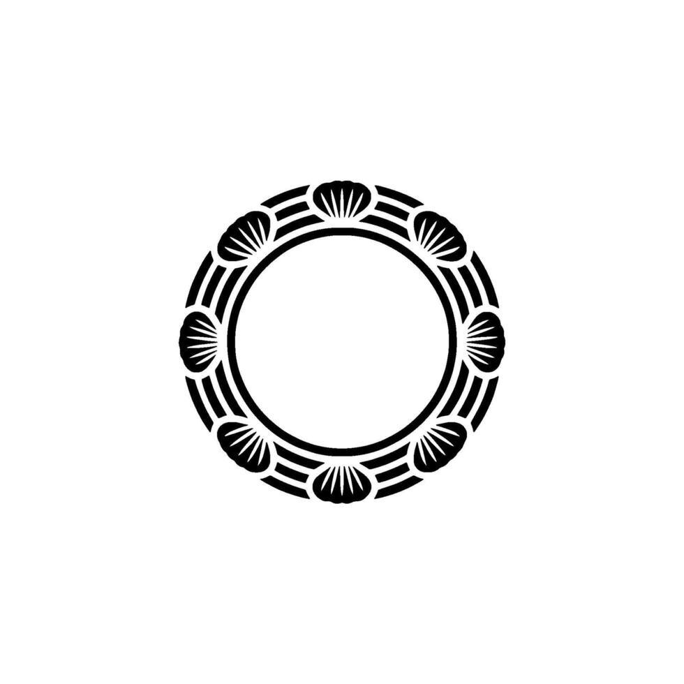 Oceanic Circle Emblem, Shell Motif, Minimalist vector
