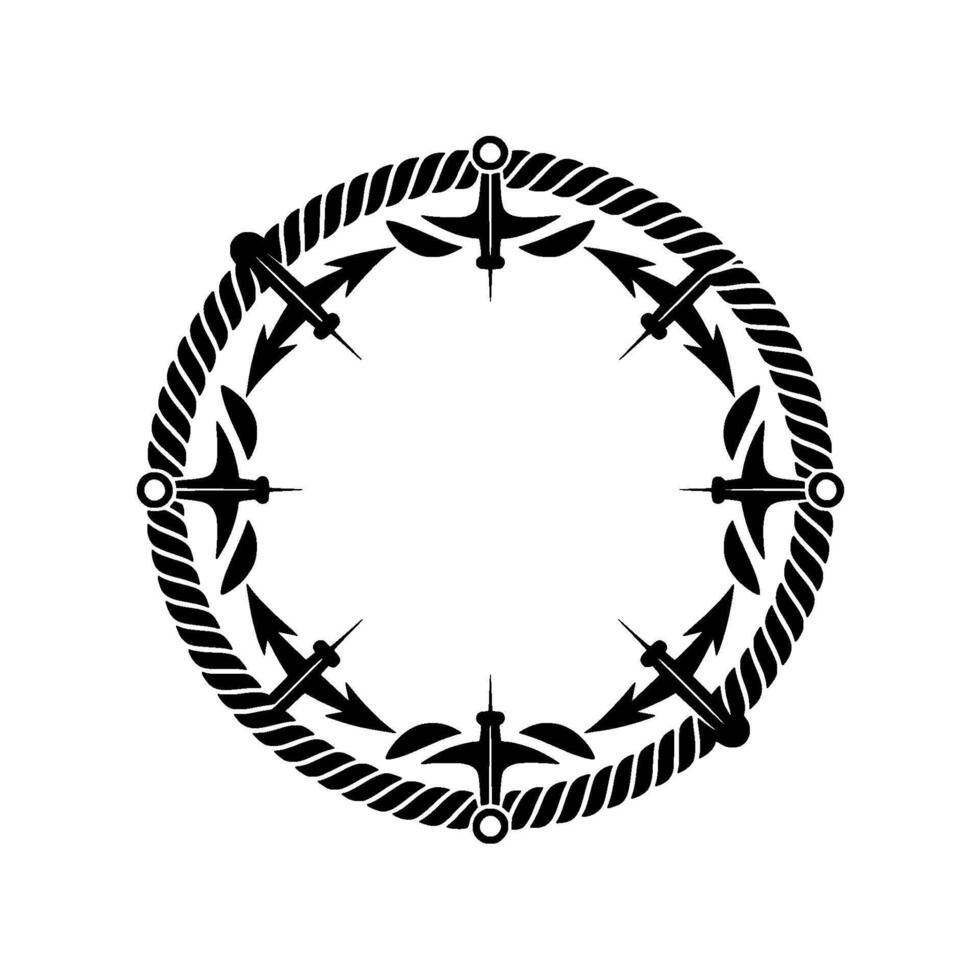 Nautical Emblem Birds, Rope, and Circular Border vector