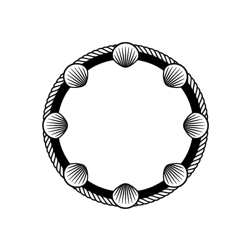 Nautical Circle Shells and Rope Border vector
