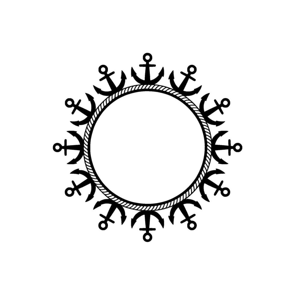 Nautical Anchor Frame, Maritime, Circular Motif vector
