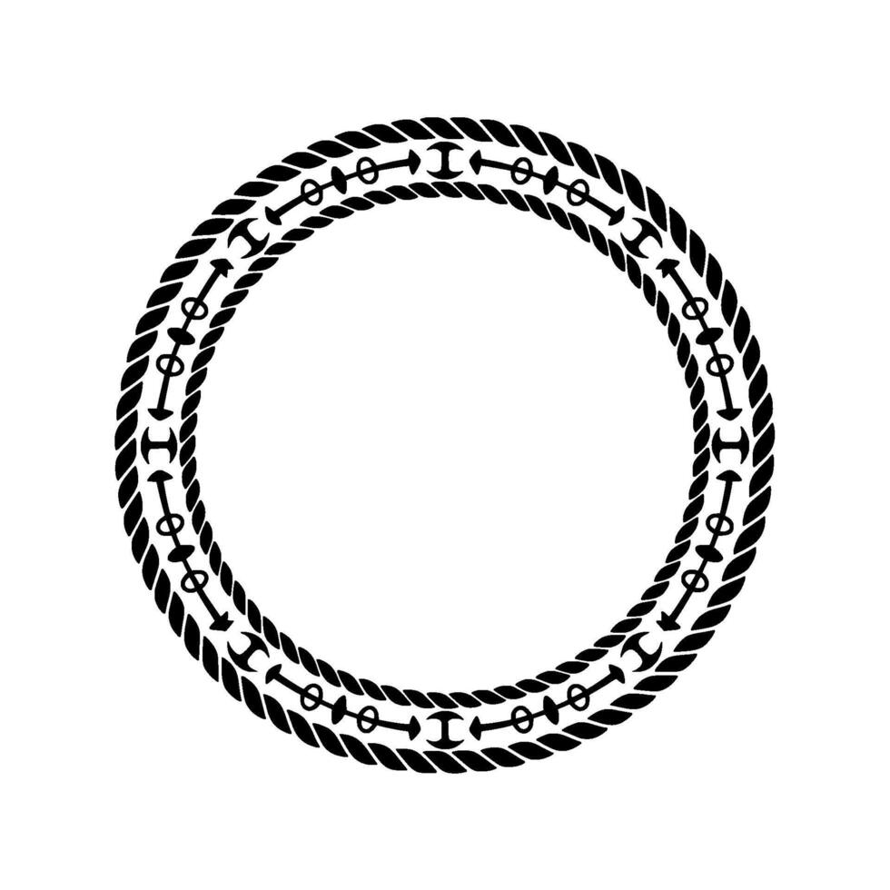 Nautical Circle Frame, Vintage Rope Border, Minimalist vector