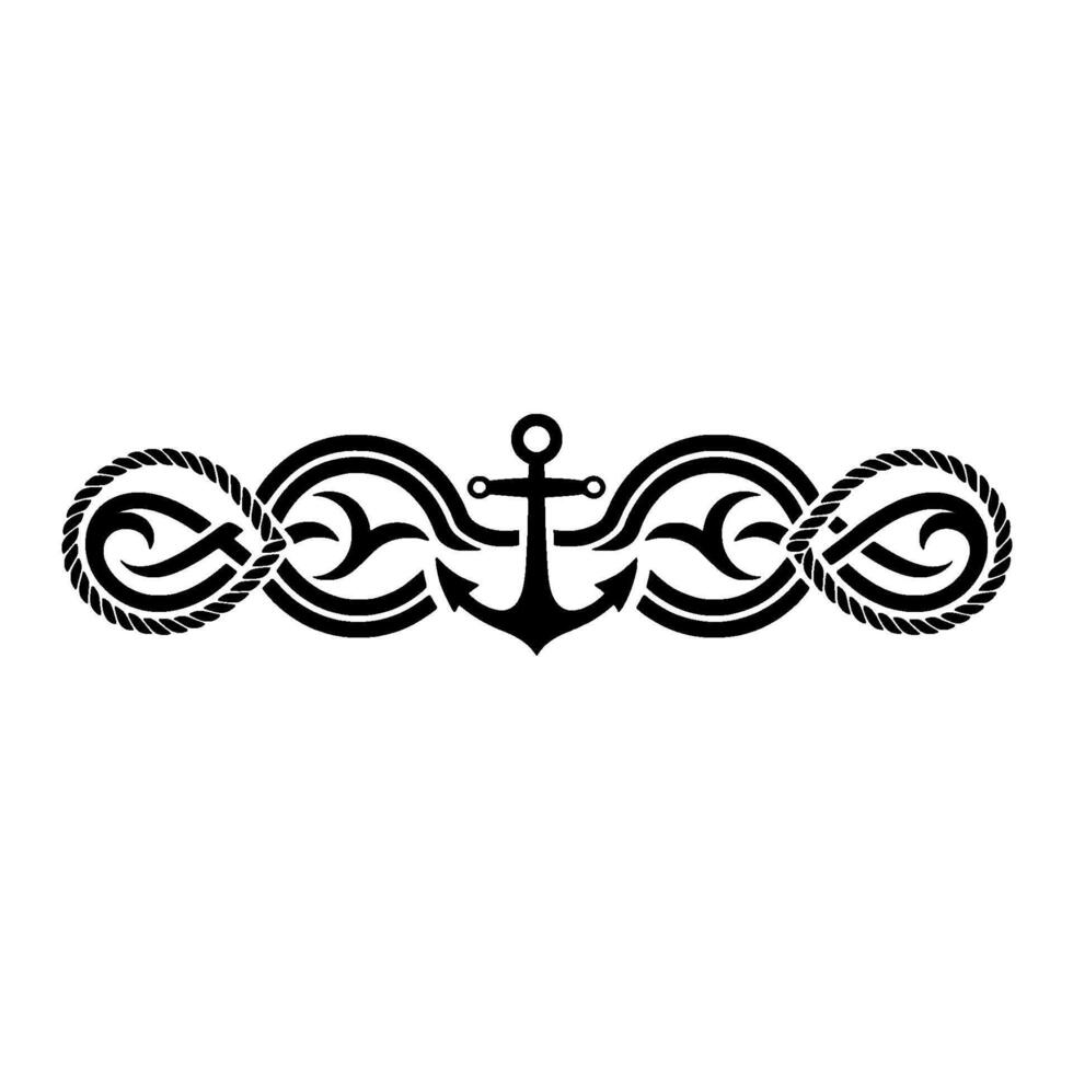 Nautical Anchor Ornament, Celtic Knot Border, Marine vector