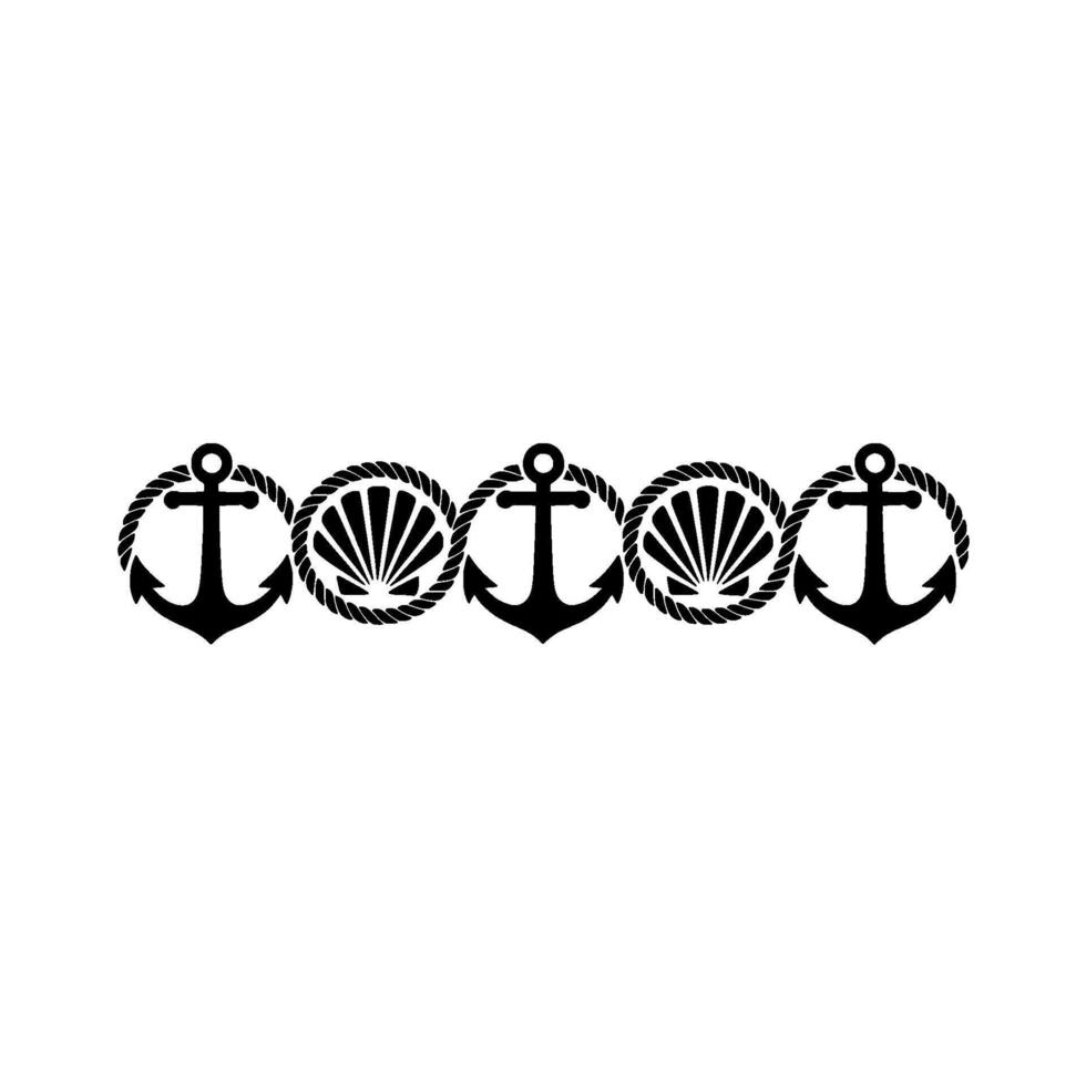 Nautical Motif Anchors Shells, Vintage Style vector