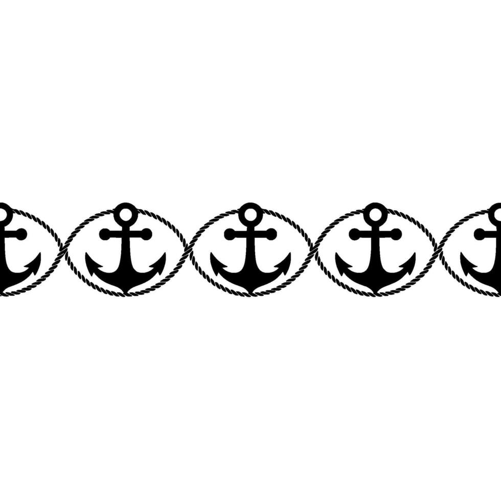 Nautical Border Anchors Rope Classic Maritime Motif vector