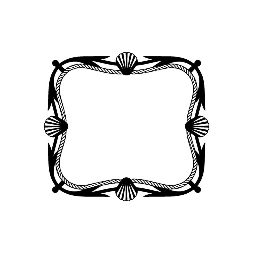 Nautical Frame, Seashell Rope Border, Vintage Illustration vector