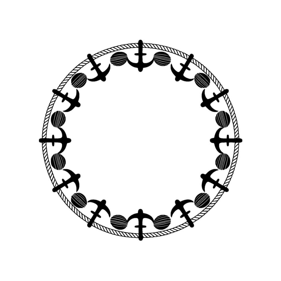 Nautical Circle Anchor Motif, Maritime, Minimalist Emblem vector