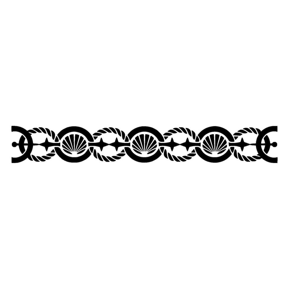 Oceanic Wave Border, Stylized Black White vector