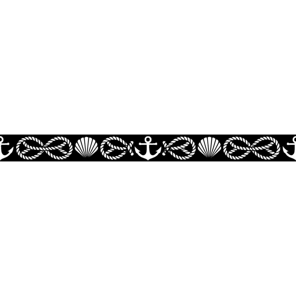 Nautical Border Anchor, Rope, and Seashell Motif, Marine vector
