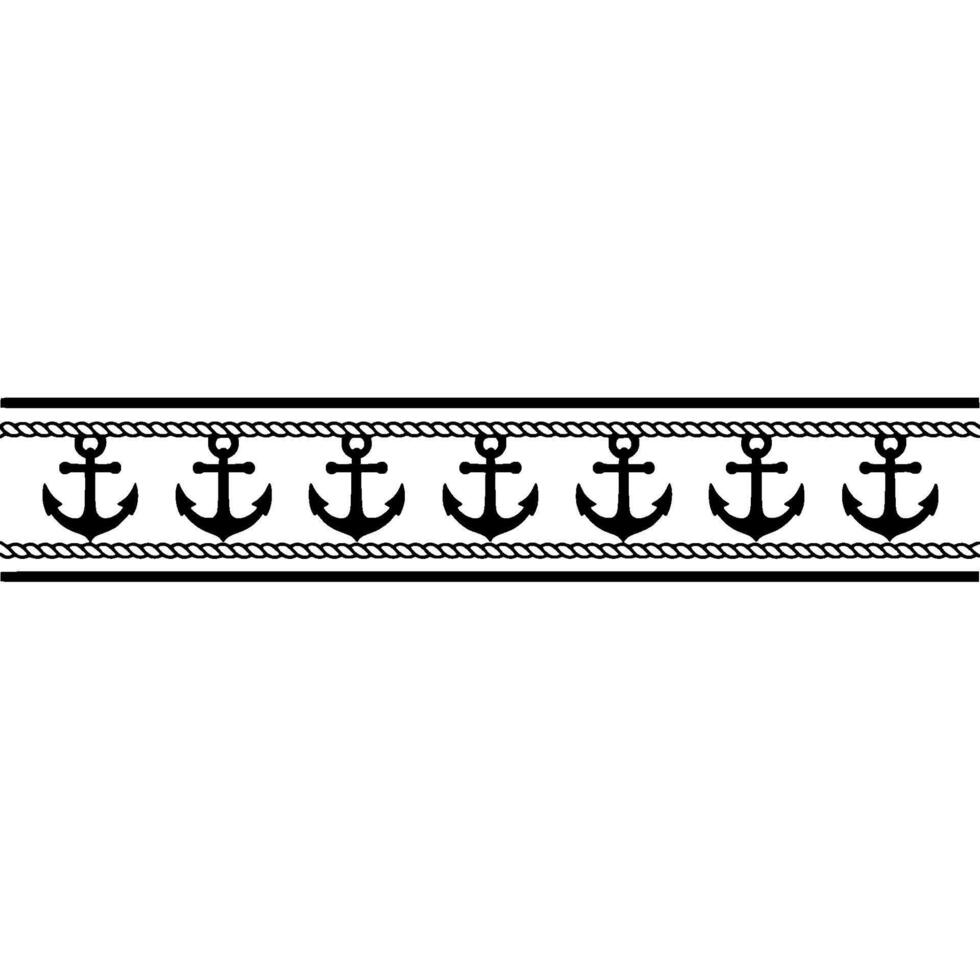 Nautical Row Classic Anchor Motif Border vector
