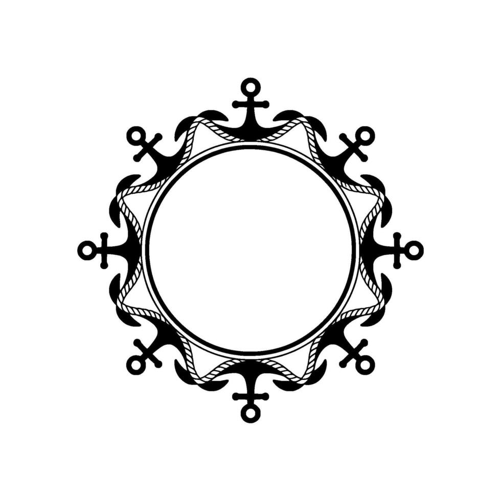Nautical Anchor Frame, Vintage Maritime, Swirls vector