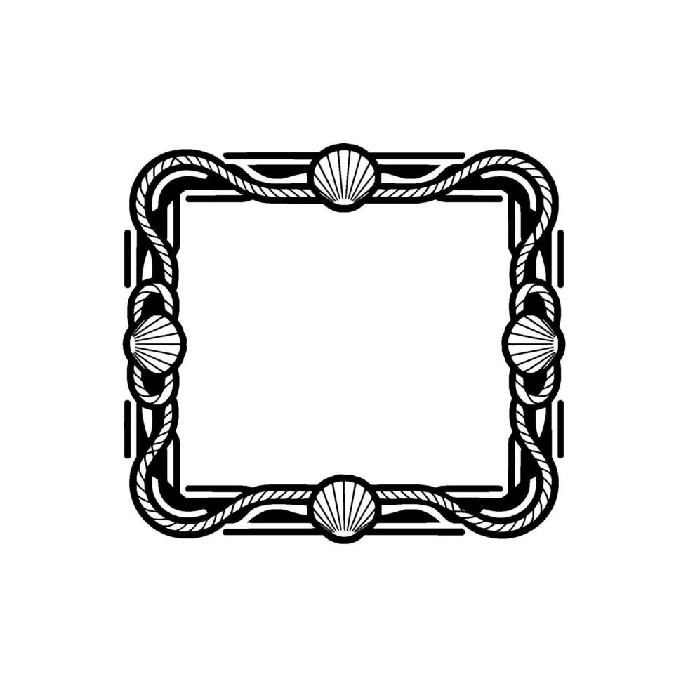 Nautical Frame, Art Deco Shell Border, Vintage vector