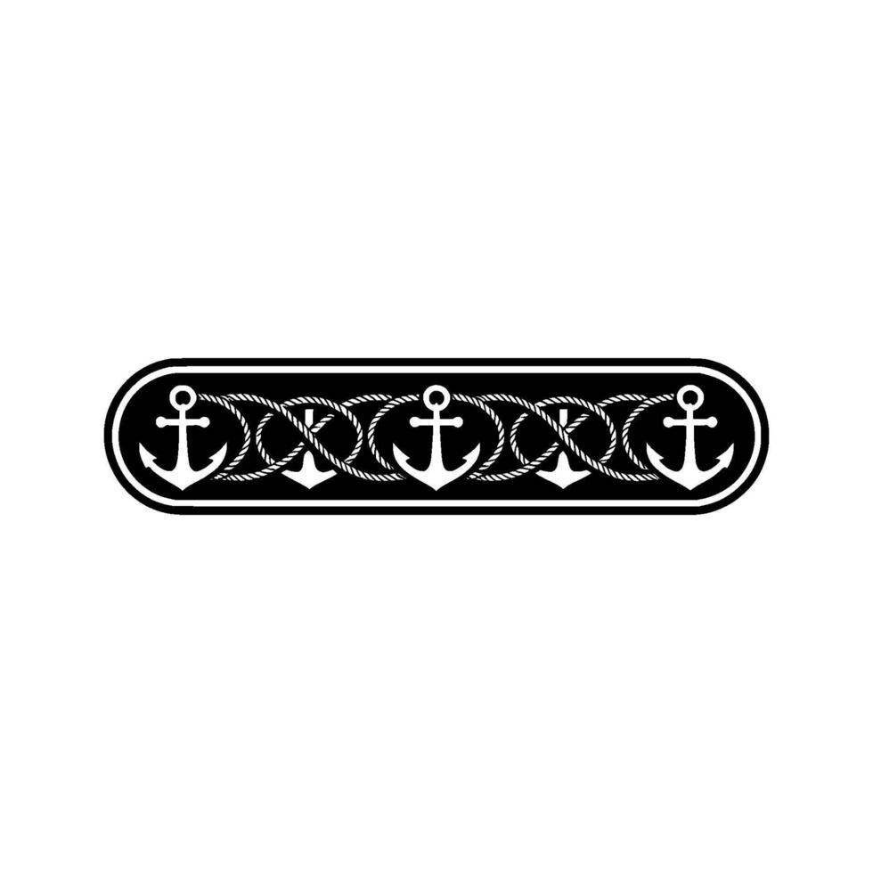 Nautical Emblem Anchor Rope Border vector