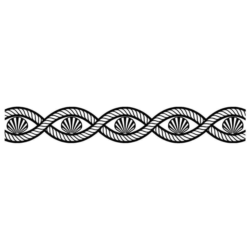 Nautical Cable Border with Seashell Motifs Elegant vector