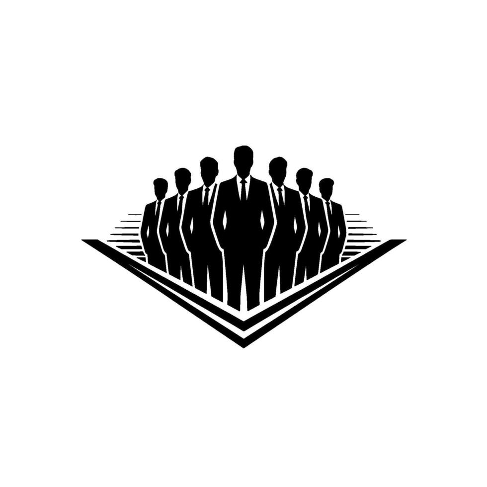 Corporate Leadership, Silhouette Formation, Strategic Group, Minimalist Emblem vector