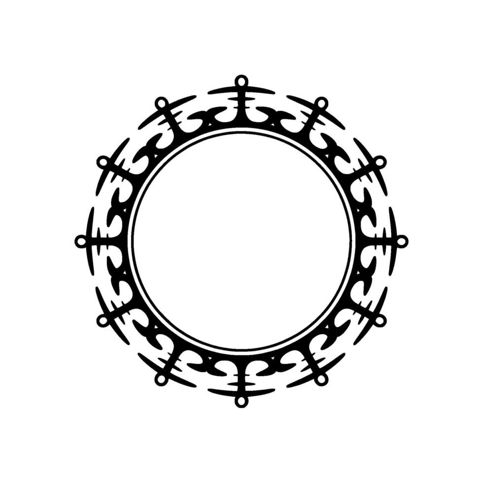 Intricate Tribal Circle Frame, Dark Silhouette, Ornamental vector