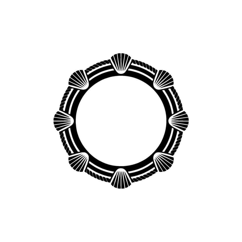 Geometric Deco Frame, Stylized Seashell Motif vector