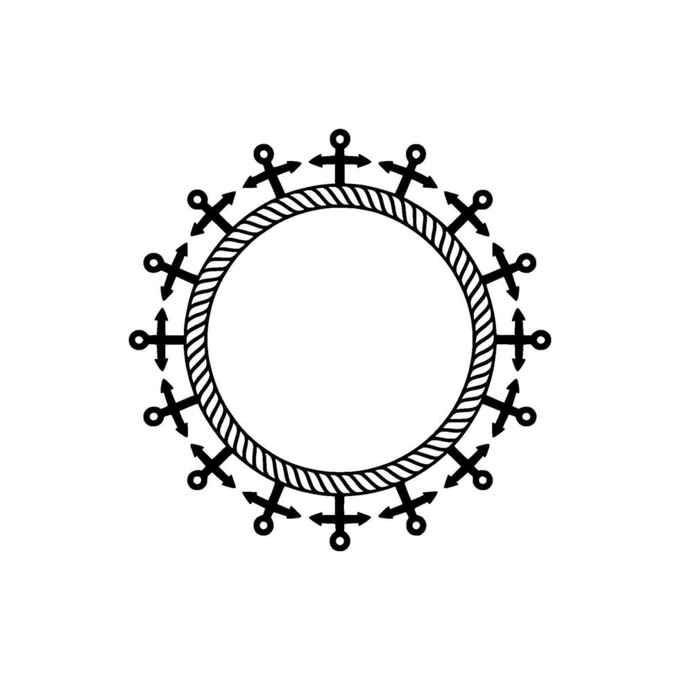 Nautical Circle Frame Maritime Motif, Vintage Style vector