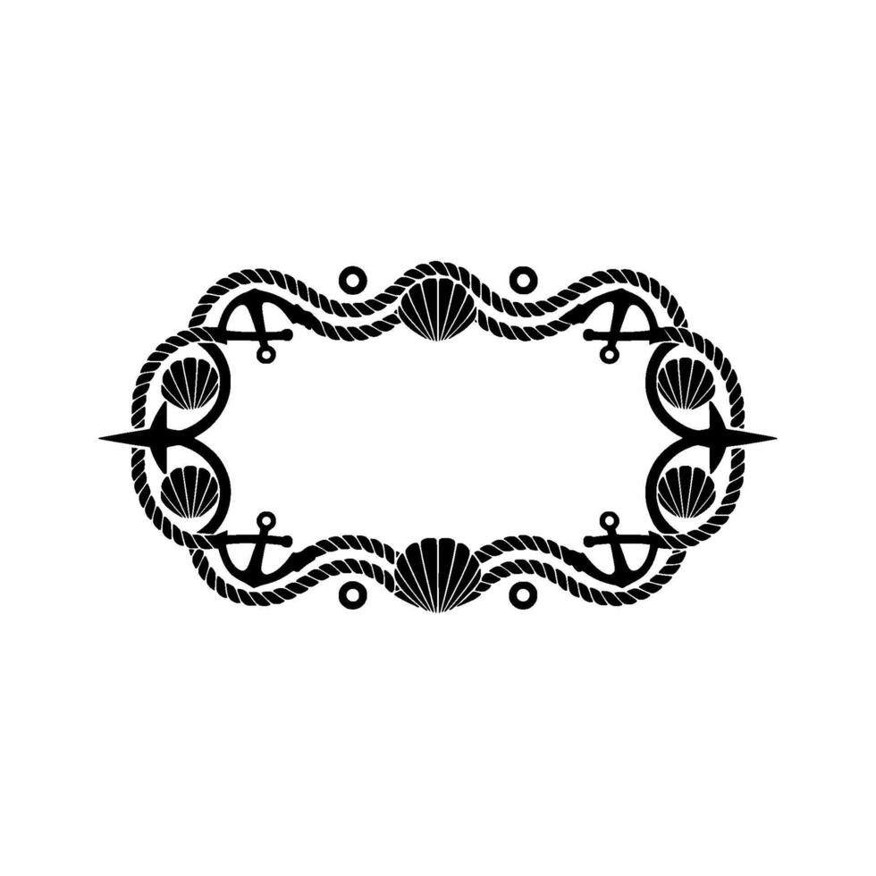 Nautical Border Seashells, Rope, and Anchors Vintage vector