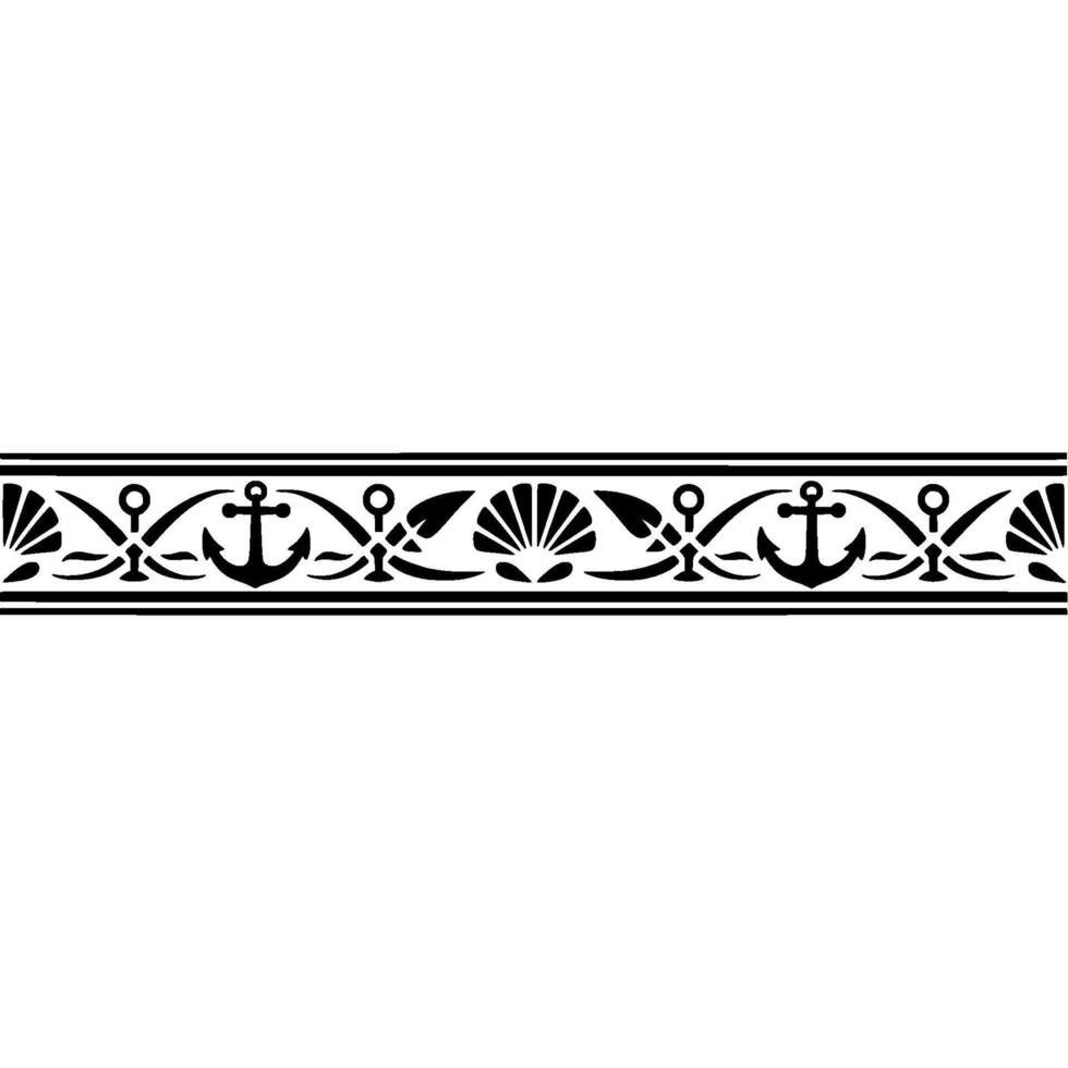 Nautical Border Anchor Shell Decorative Element vector