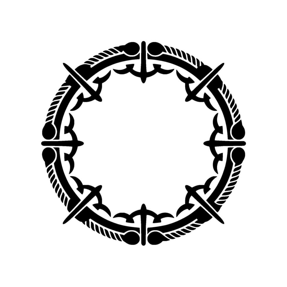 Intricate Black Ornamental Circle Frame, Vintage Style vector