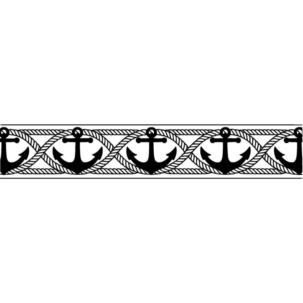 Nautical Border Anchors and Rope Detail vector