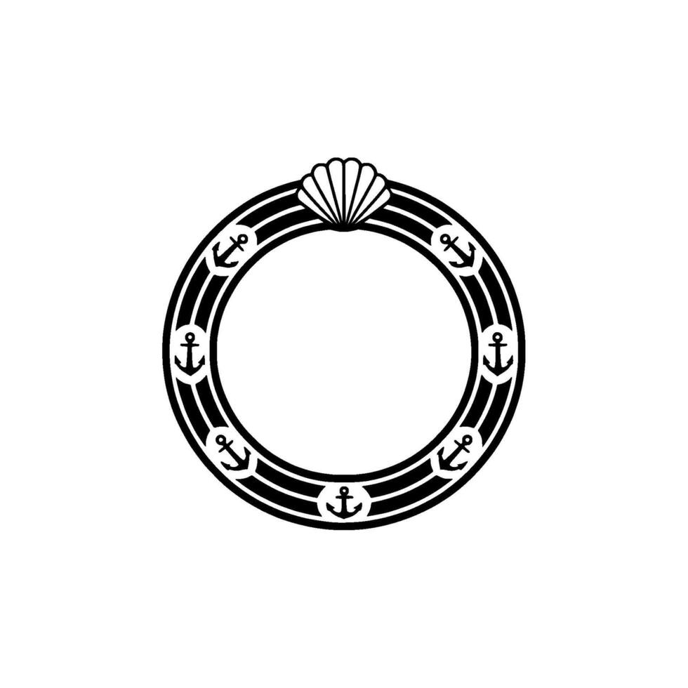 Nautical Frame Anchor Shell Border vector