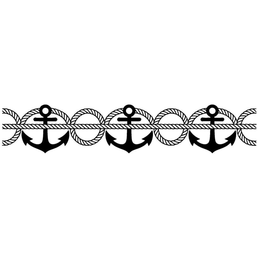 Nautical Border Anchors Rope Classic Maritime vector