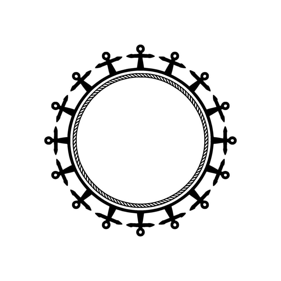 Circular Tribal Frame, Ancient Symbolism, Minimalist vector