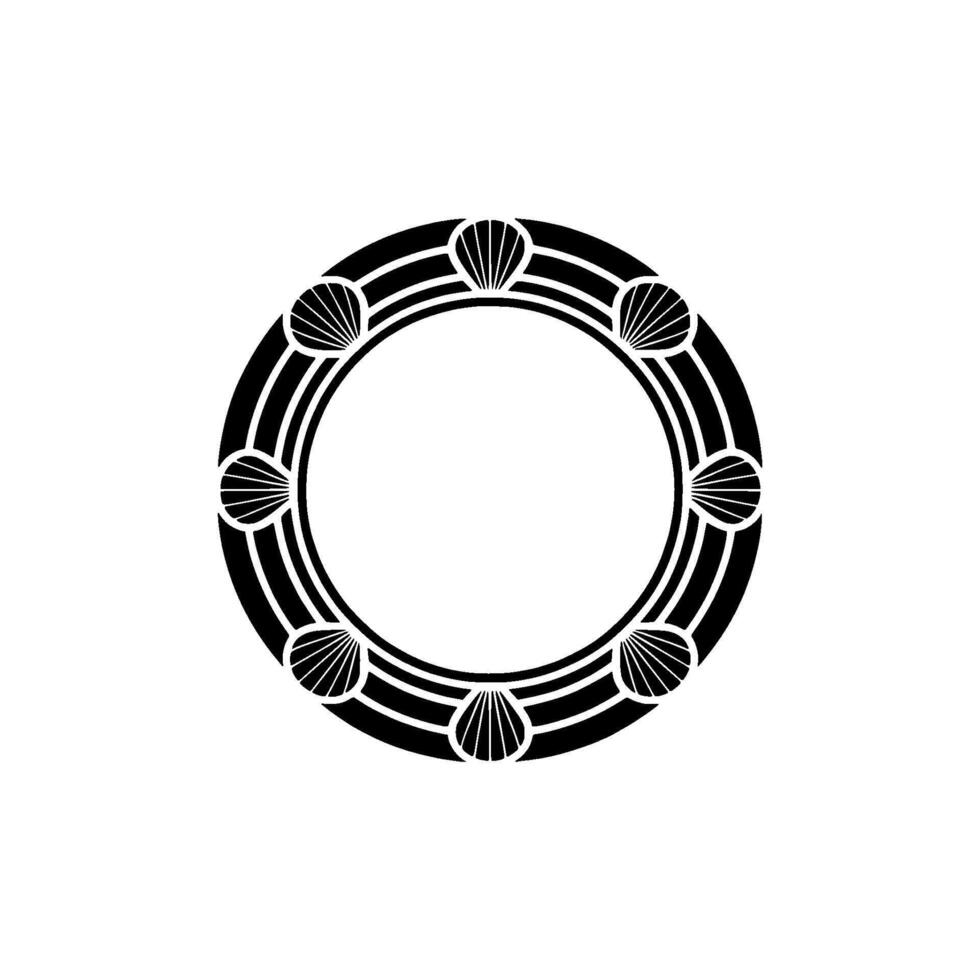 Geometric Seashell Ornament, Circular, Minimalist Emblem vector