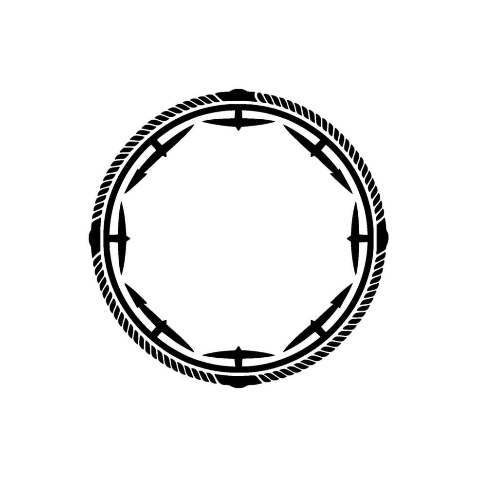 Tribal Circle Frame, Geometric, Dark Silhouette vector