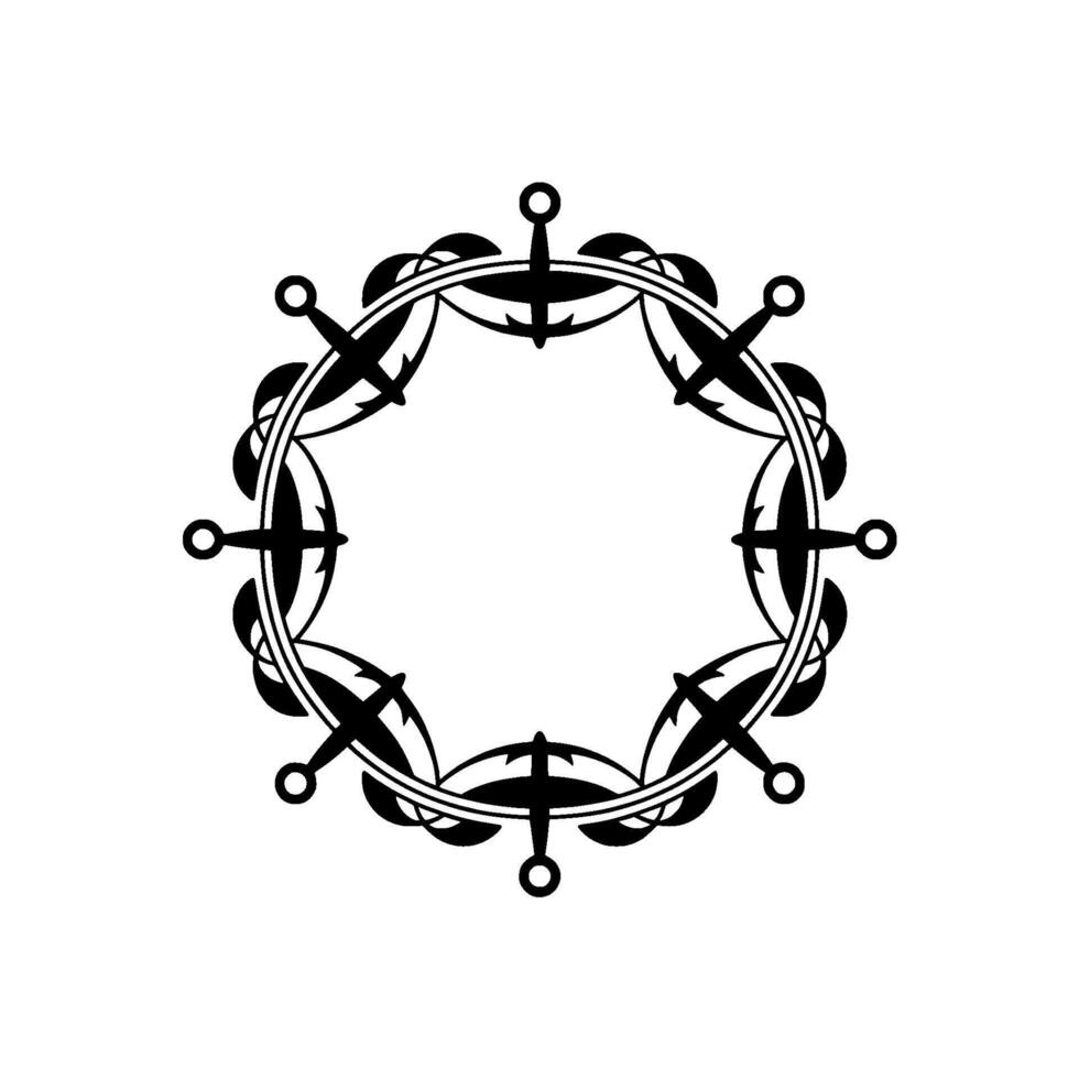 Ornamental Sword Frame, Circular Emblem, Gothic vector