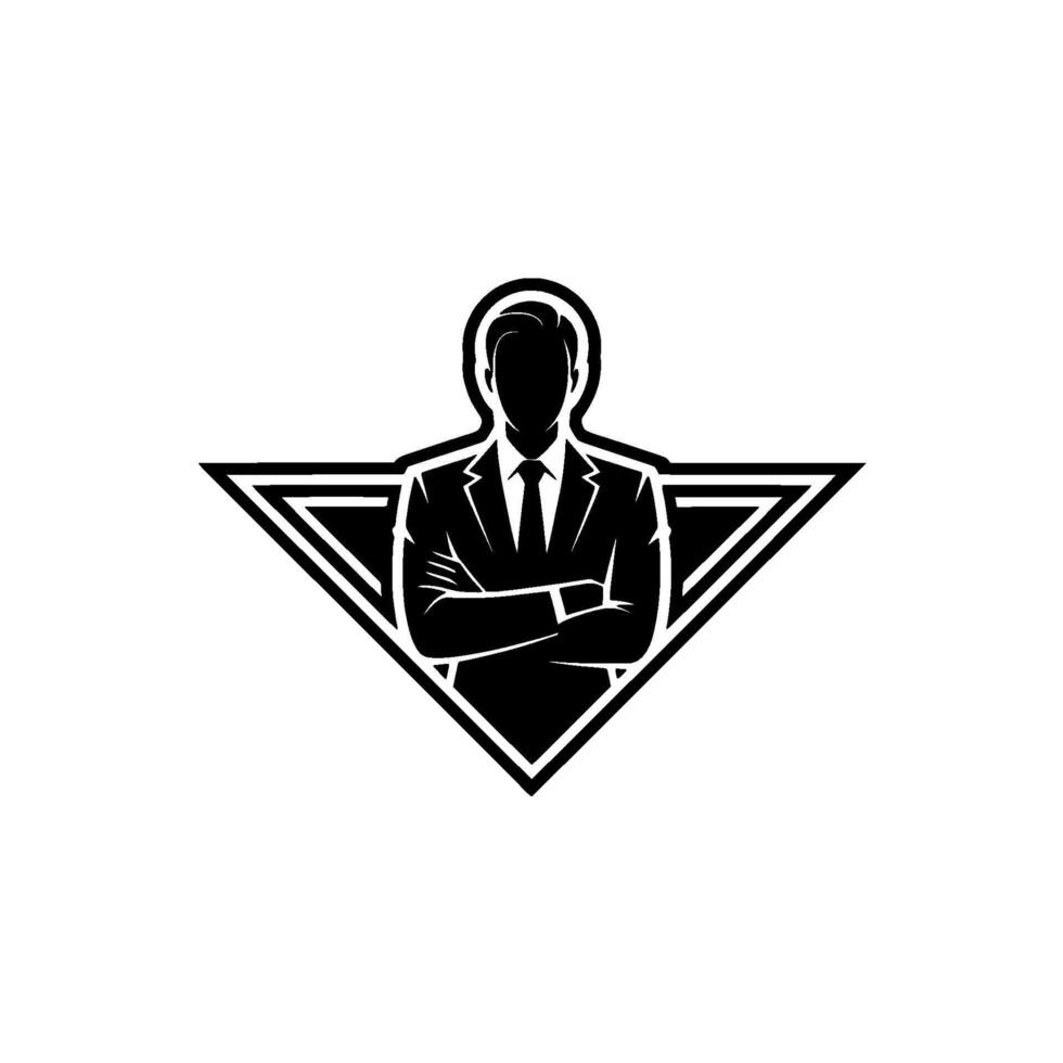 Strategic Silhouette Executive Confidence Emblem vector