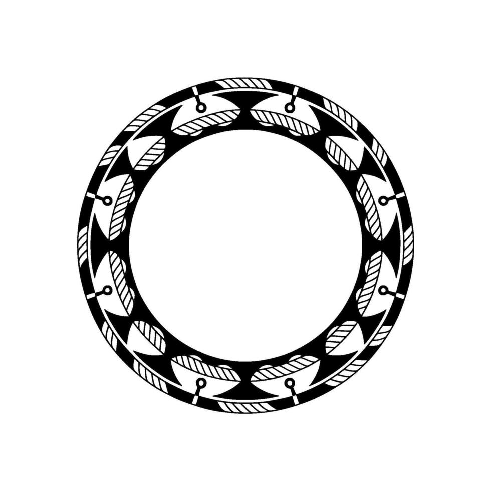 Stylized Leaf Border, Minimalist Circle Frame, Leaves vector