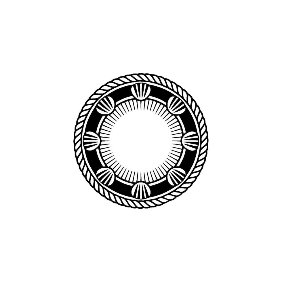 Nautical Circle Emblem, Vintage Style, Detailed Ornamentation vector