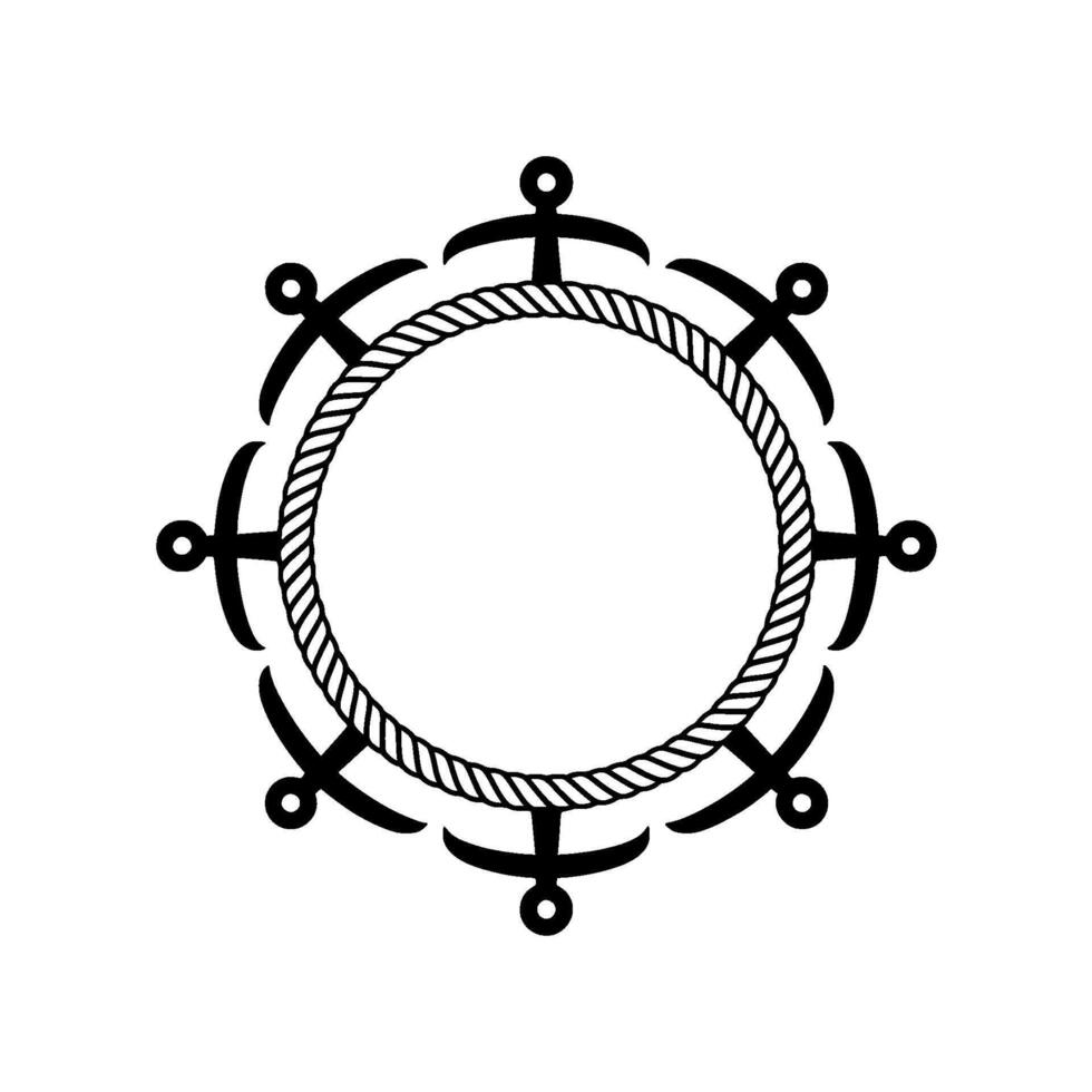 Nautical Frame Rope, Anchors, and Vintage Style vector