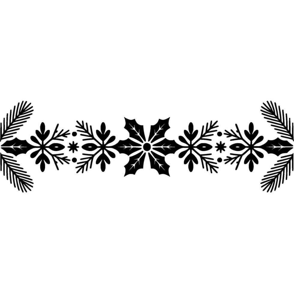 Winter Branch Border, Elegant Black White vector
