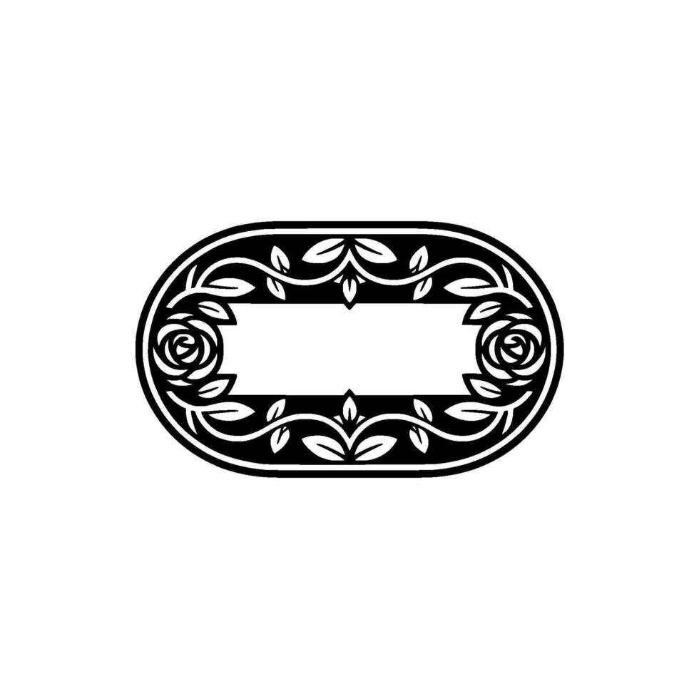 Elegant Oval Rose Border, Vintage Element vector