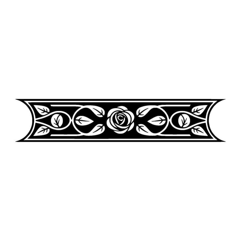 Elegant Black Rose Border, Vintage Decorative Element, Lineart vector
