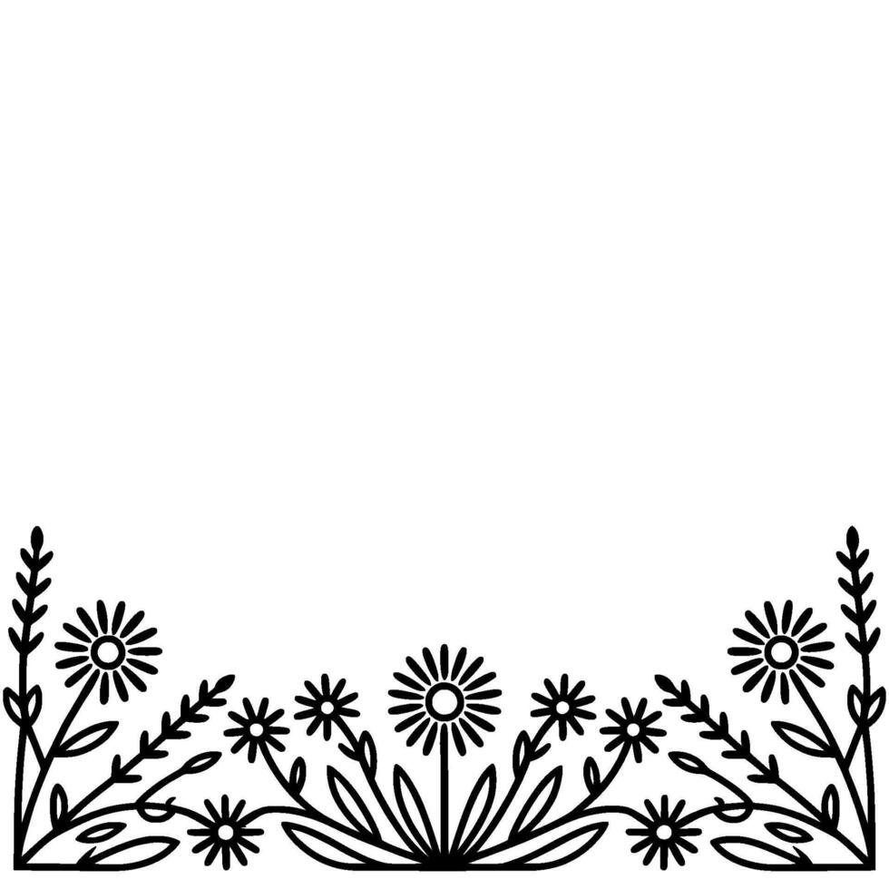 Delicate Floral Border, Minimalist - Illustration vector