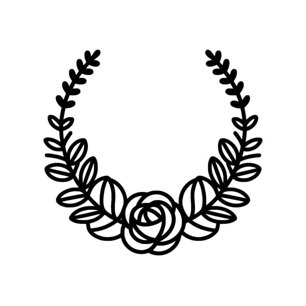 Elegant Floral Wreath, Minimalist, Roses vector