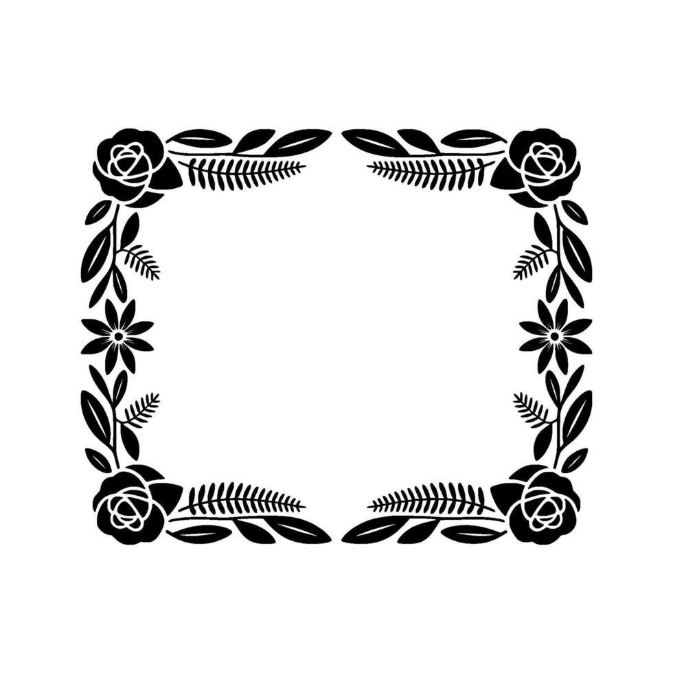 Elegant Floral Frame, Vintage Style, Decorative Border, Botanical - Pattern vector