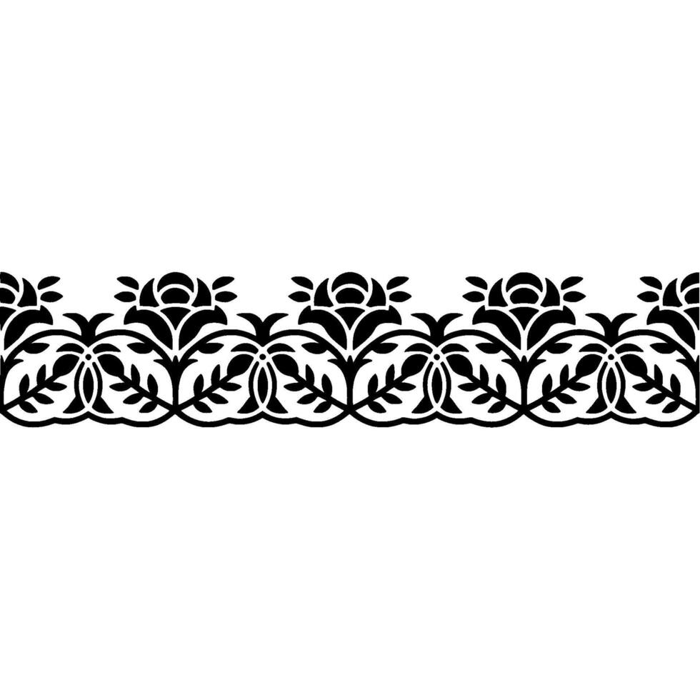 Intricate Floral Border, Vintage, Elegant Ornamentation - Line vector