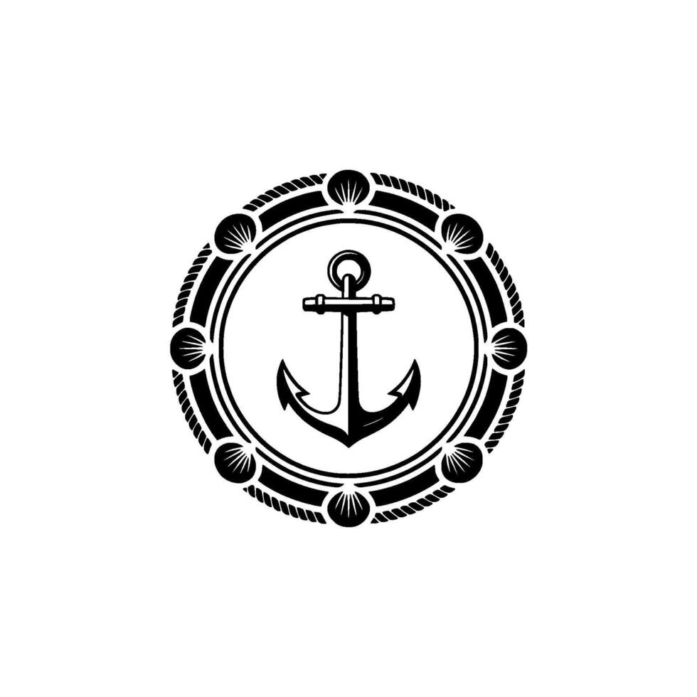Nautical Anchor Emblem, Vintage Maritime - Circular vector