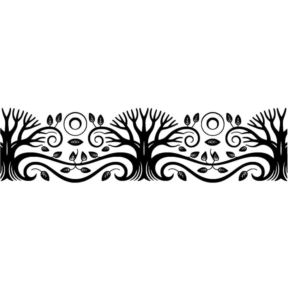 Stylized Tree Border, Elegant Botanical, Floral vector