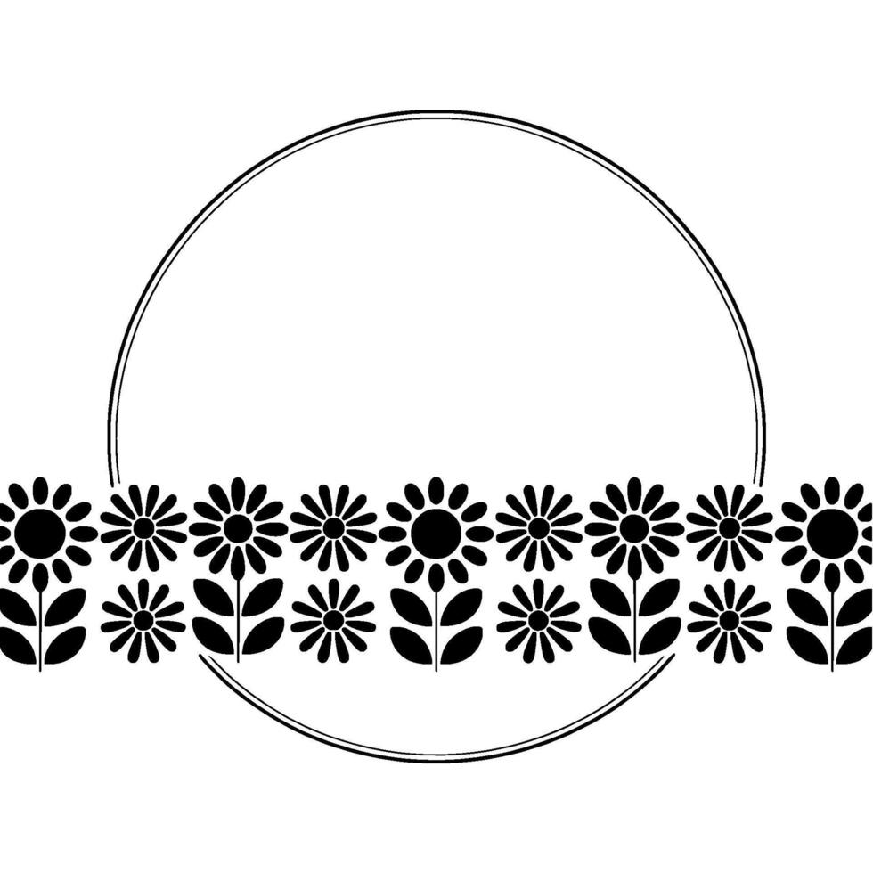 Geometric Floral Border, Retro, Minimalist Aesthetic vector