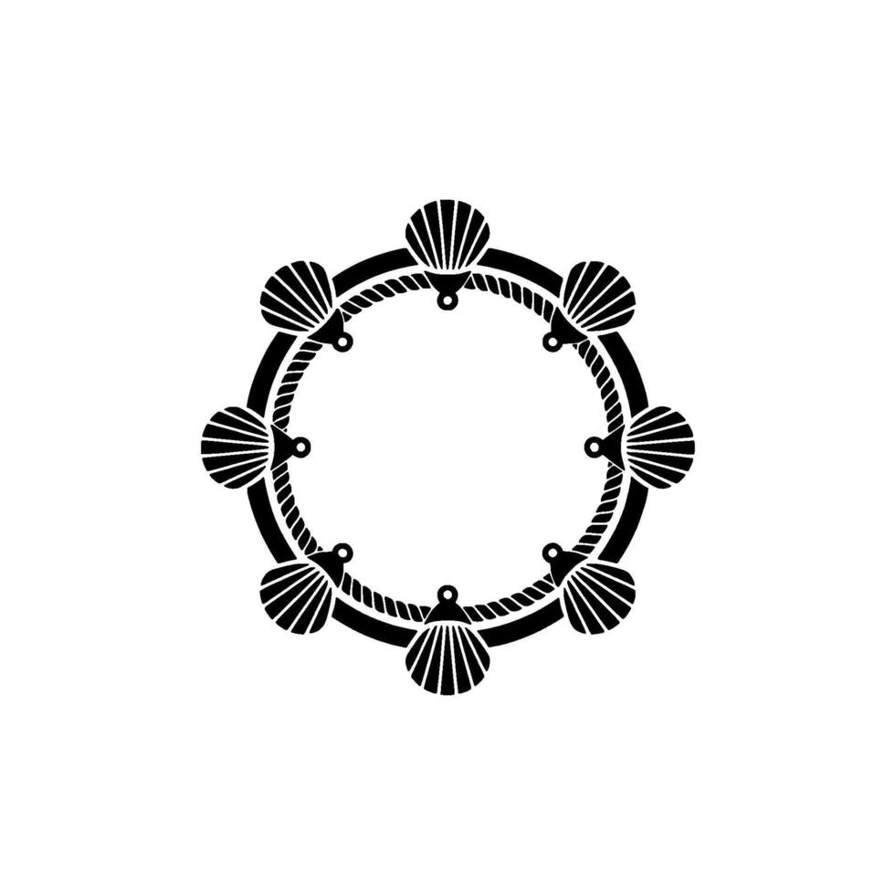 Nautical Circle Frame, Stylized Seashell vector